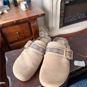 Coach Tan Flats with Gold Buckle